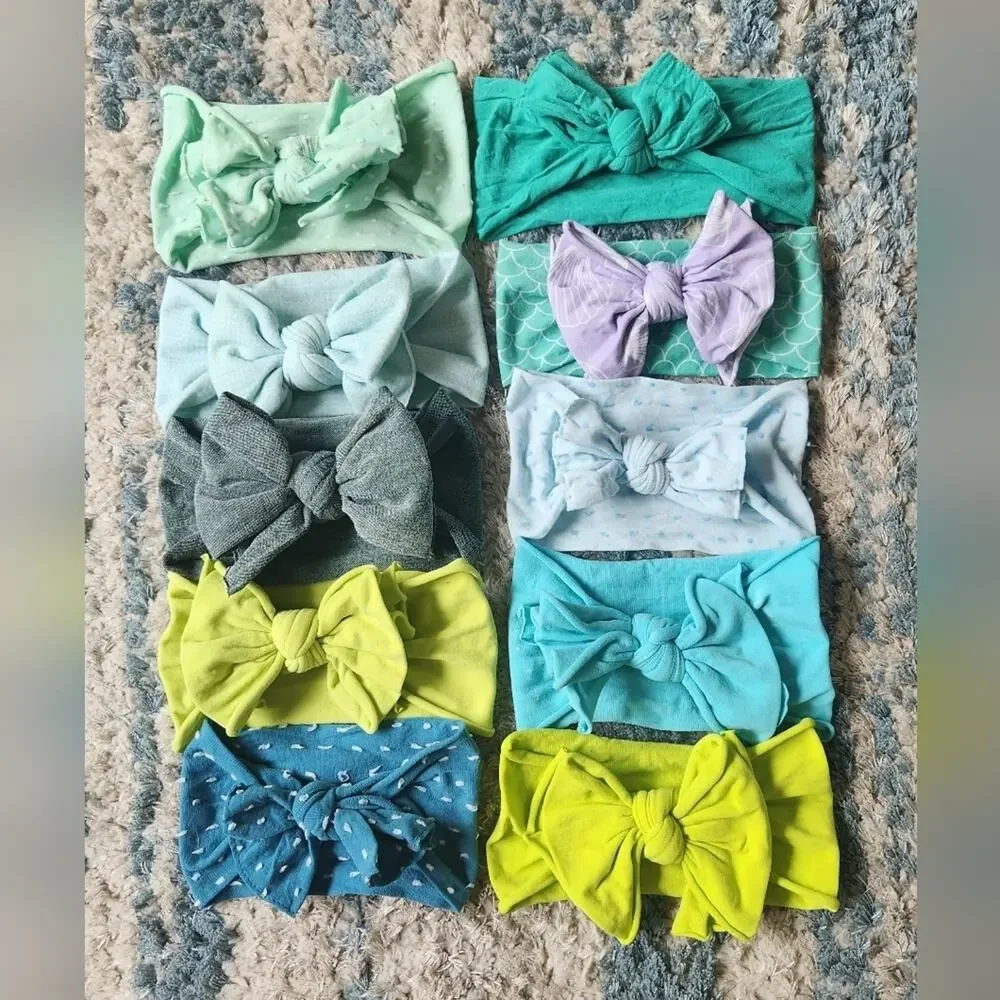 Baby Bling Headbands Green Colors || Set of 10 EUC
